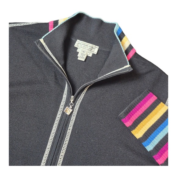 St. John Sweaters - ST. JOHN Sport Woman Signature 80% Wool Knit Zip Cardigan Multicolor Women's‎ M